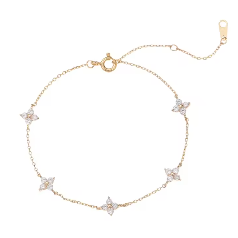 Four-Leaf Clover Zircon Bracelet